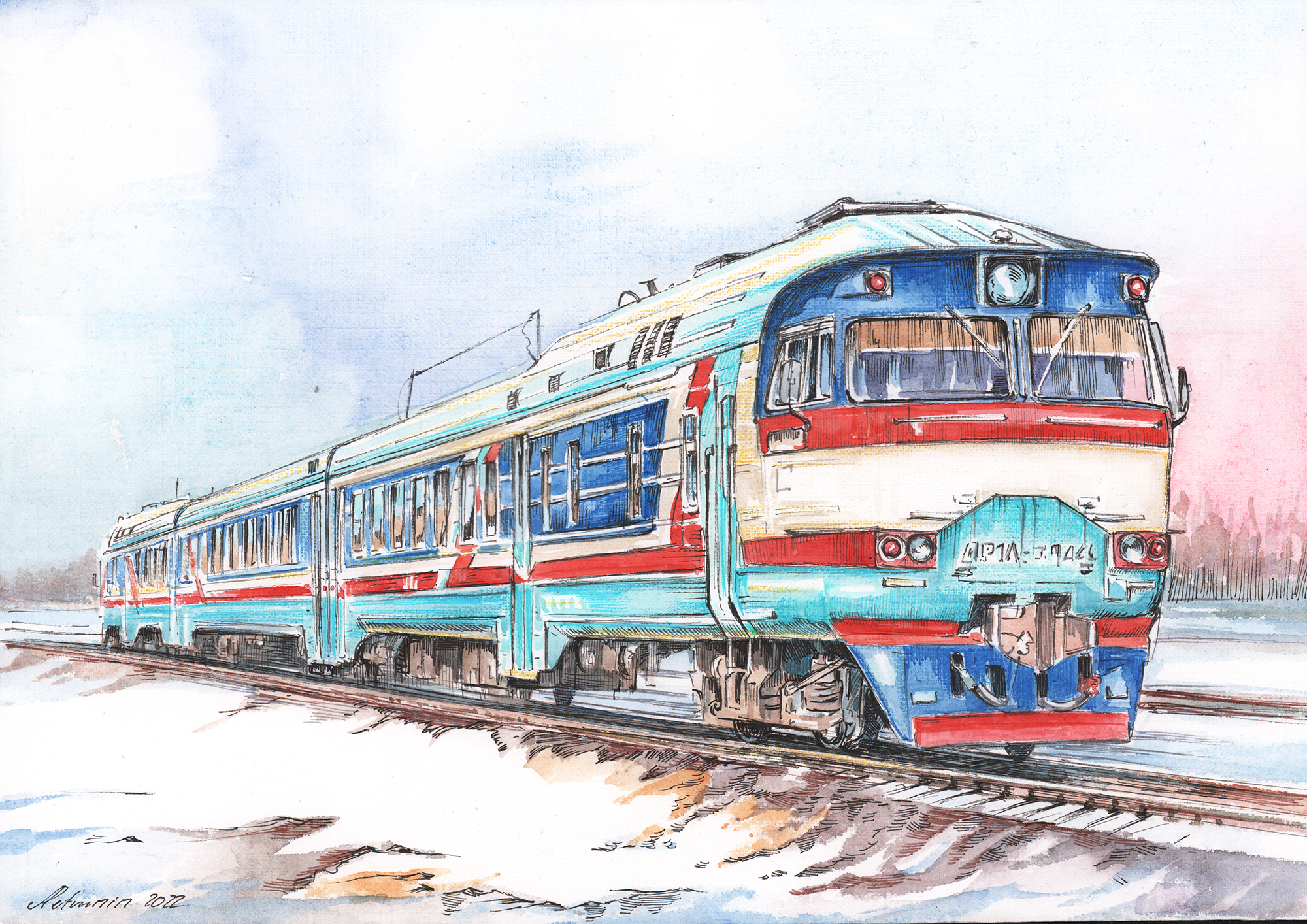 046-22 
Дизель-поезд ДР1А производства РВЗ
